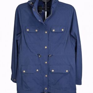 L.L. Bean Women's Navy Utility Jacket with Hood and Snap Pockets